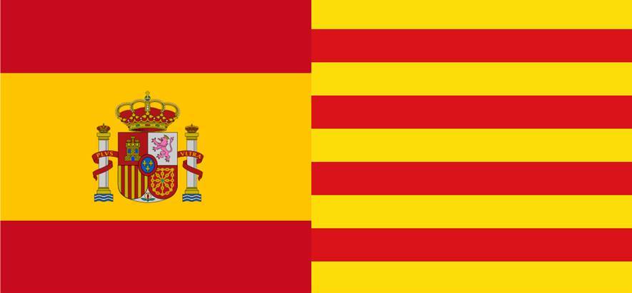 Flaggen Spaniens und Kataloniens